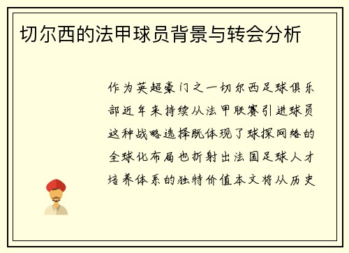 切尔西的法甲球员背景与转会分析